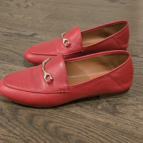 Coach Red Leather Flats with Gold Accent - Picture 4 of 6